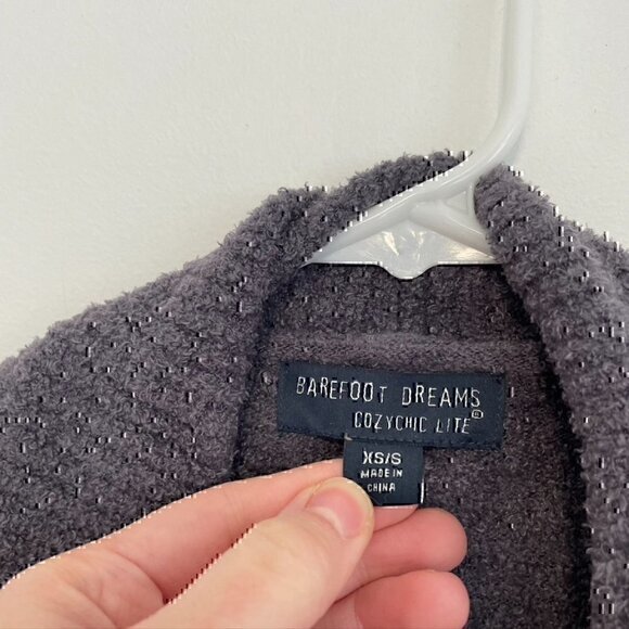 BAREFOOT DREAMS CozyChic Lite Circle Cardi Purple Gray ish Open Cardigan Sweater - Picture 5 of 11